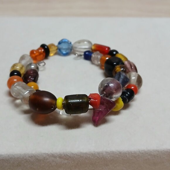 Hand Crafted Colorful Glass Beaded Silver Tone Bracelet Fashion Jewelry #36 - Picture 9 of 9